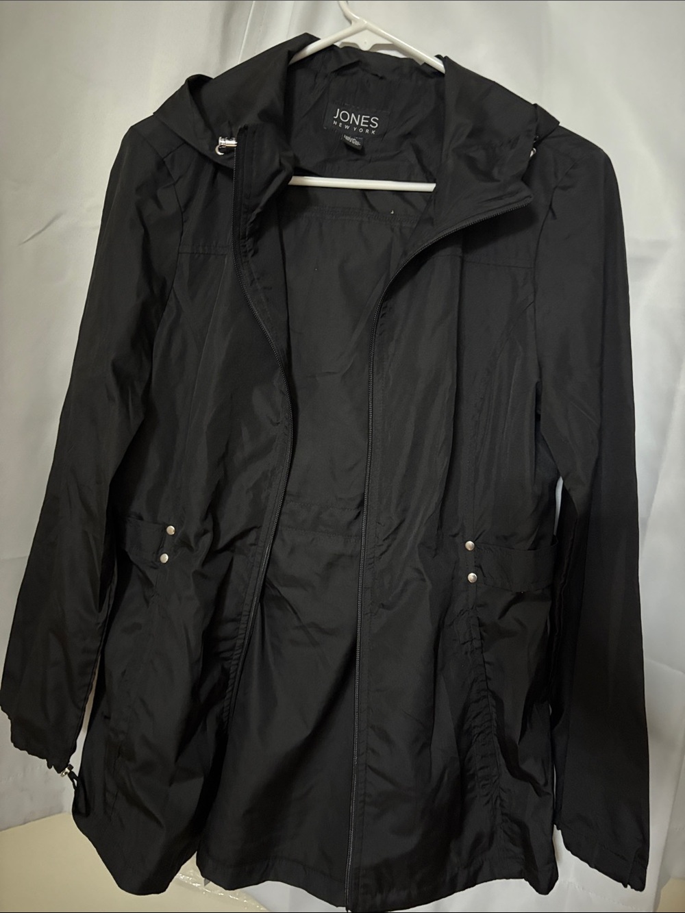 Jones New York Black Hooded Utility Jacket